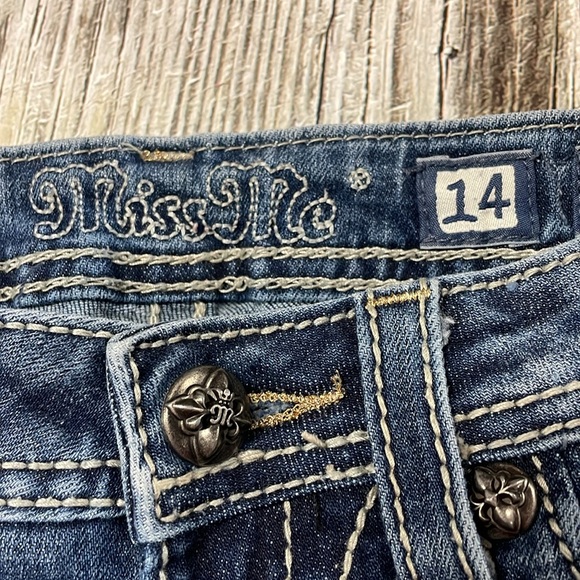 MISS ME BLING RHINESTONES SILVER STUDDED EASY BOOT DENIM JEAN - Picture 4 of 8